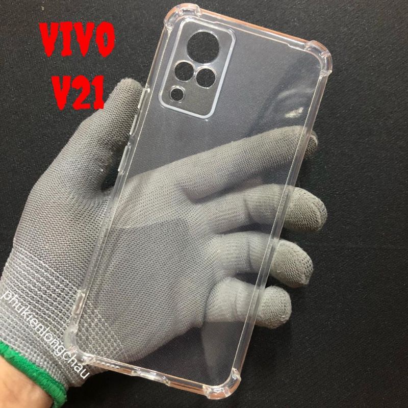 Ốp Lưng Vivo V21 Dẻo Trong Suốt Chống Sốc Có Gù Bảo Vệ 4 Gốc