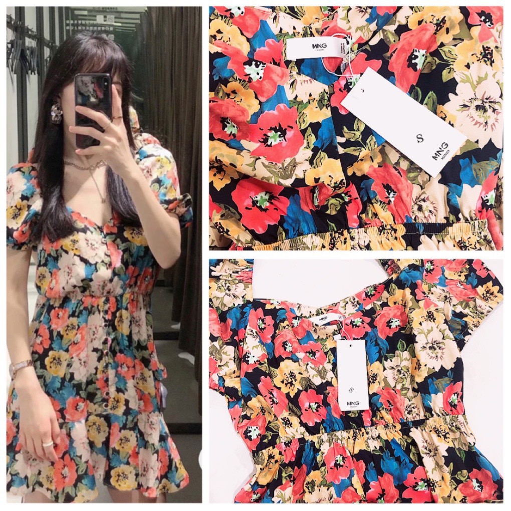 Váy hoa đuôi cá tay bồng MNG xinh xắn - V37 | BigBuy360 - bigbuy360.vn