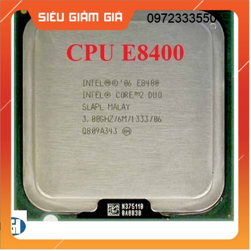 CPU E8400 Intel Core 2 Duo E8400 3.0hz socket 775 chạy main G31 G41 cực khỏe