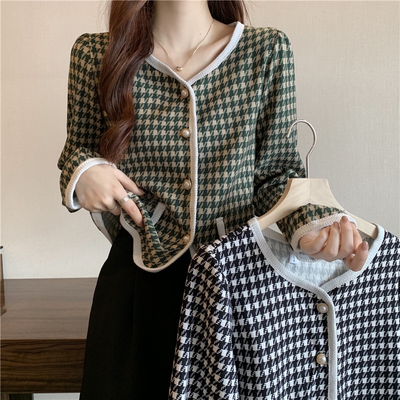 Áo Khoác Họa Tiết Ca Rô Xinh Xắn Thanh Lịch 178255Áo Khoác Ca Rô Dáng Rộng Xinh Xắn Theo Phong Cách Mùa Thu Dành Cho Nữ