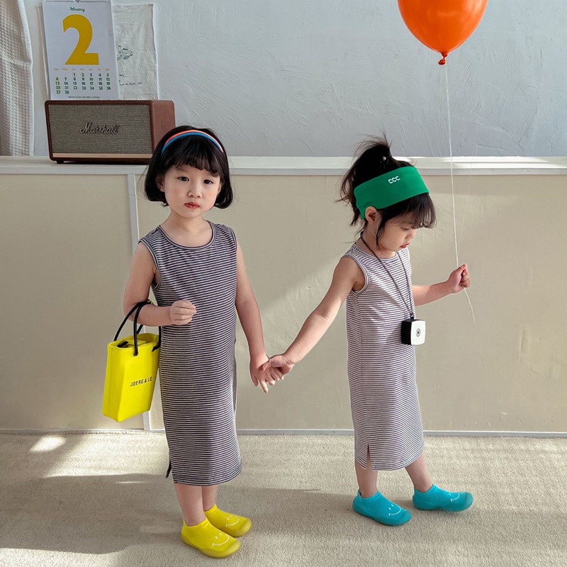 Váy đầm ba lỗ kẻ sọc mùa hè chất cotton cho bé D710