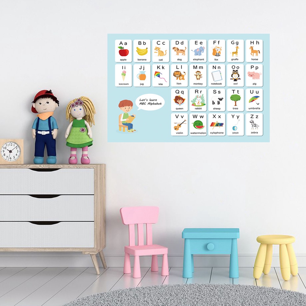 Abc Đề Can Dán Tường Bảng Chữ Cái ABC Dễ Thương Cho Bé