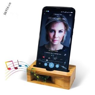 Mobile Phone Loudspeaker Speaker Wooden Holder Sound Amplifier Bamboo Bracket Wood Desktop Stand Support