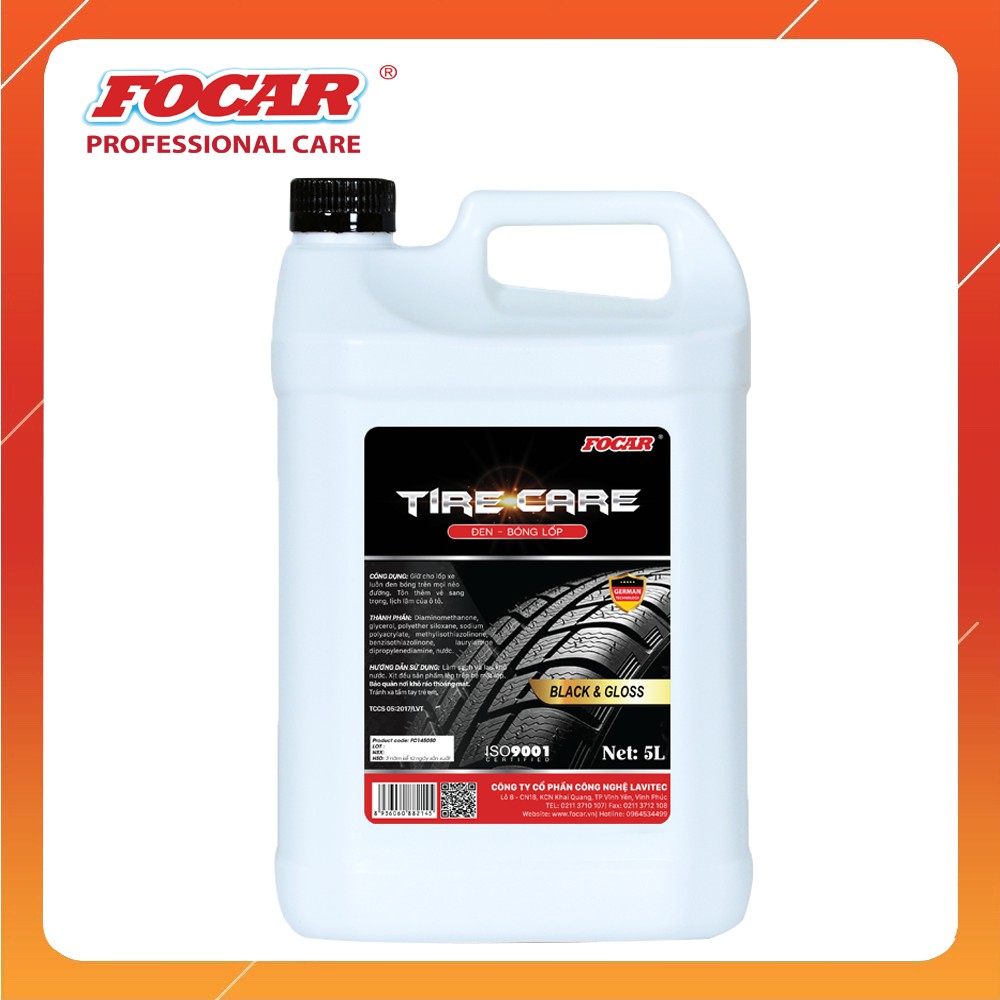 Dung dịch dưỡng đen bóng lốp ô tô Focar Tire Care 5L