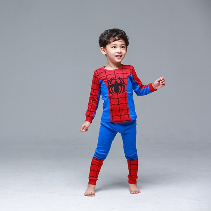 Kids Boys Superhero Design Pajamas Sleepwear Newborn Long Sleeve Top+Pants Leggings Warm Nightwear