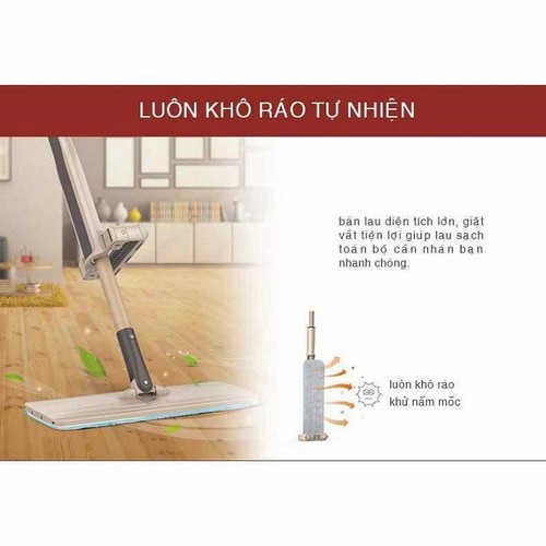 Cây Lau Nhà Tự Vắt Xoay 360 Độ Thông Minh Sợi Bông Tĩnh Điện Nano Siêu Thấm Hút Chổi Lau Nhà Xoay 360 Độ