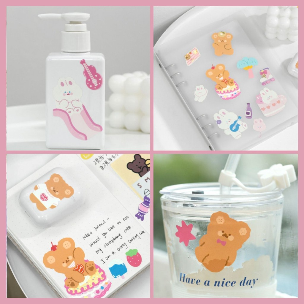 STICKER GẤU THỎ LITTLE BEAR SIÊU YÊU (8 MẪU)