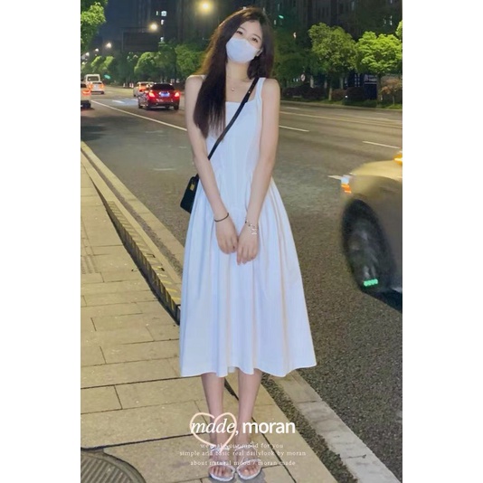 Đầm hai dây suông bản to dáng dài nữ tính, phong cách basic nhẹ nhàng