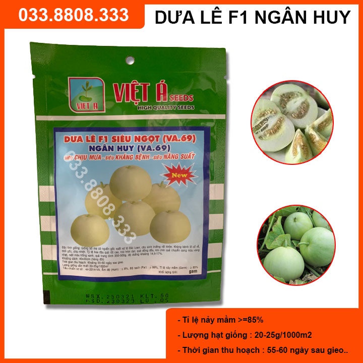 [Chính hãng] Hạt giống Dưa Lê Siêu Ngọt Ngân Huy (VA.69) – 10GRAM (2 gói 5g) - Dưa siêu năng suất