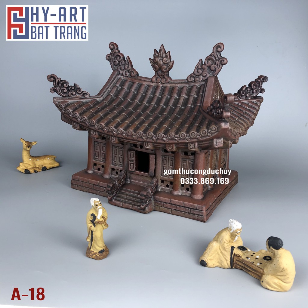 Tiểu cảnh hồ cá, trang trí bể cá cảnh, mô hình gốm đình làng HÀNG ĐẸP trang trí chậu cây bonsai