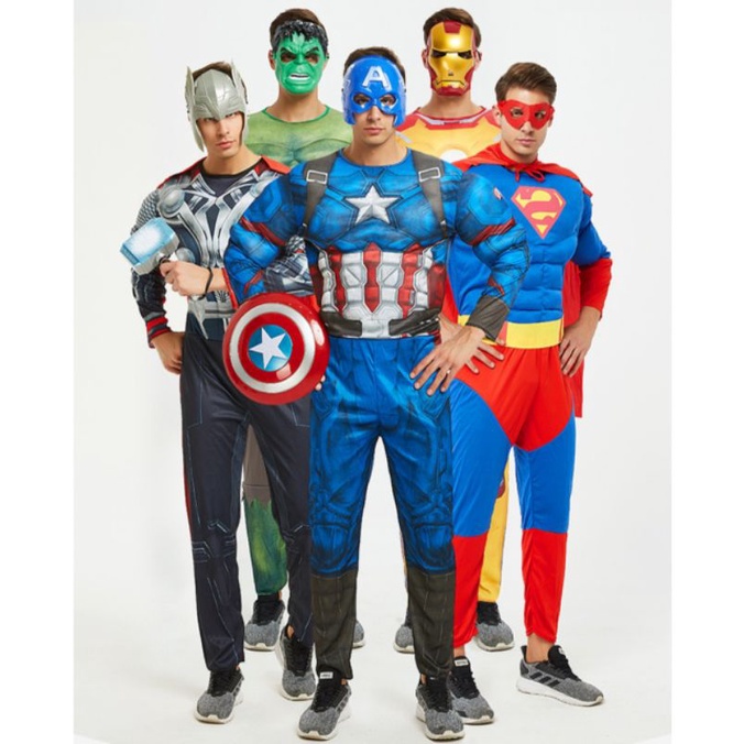 (Có Sẵn) Trang Phục Hoá Trang Siêu Anh Hùng Super Hero Cơ Bắp, Trang Phục Biệt Đội Siêu Anh Hùng