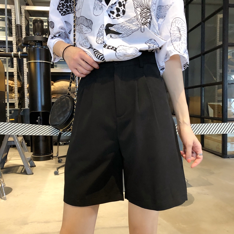 SUXI Quần Short Ống Rộng Lưng Cao Hợp Thời Trang