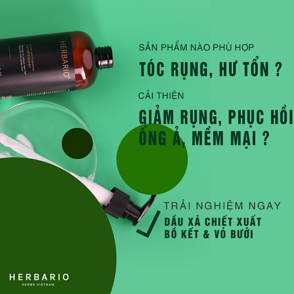 Dầu xả Vỏ bưởi &amp; Bồ kết HERBARIO giúp tóc suôn mượt 270ml