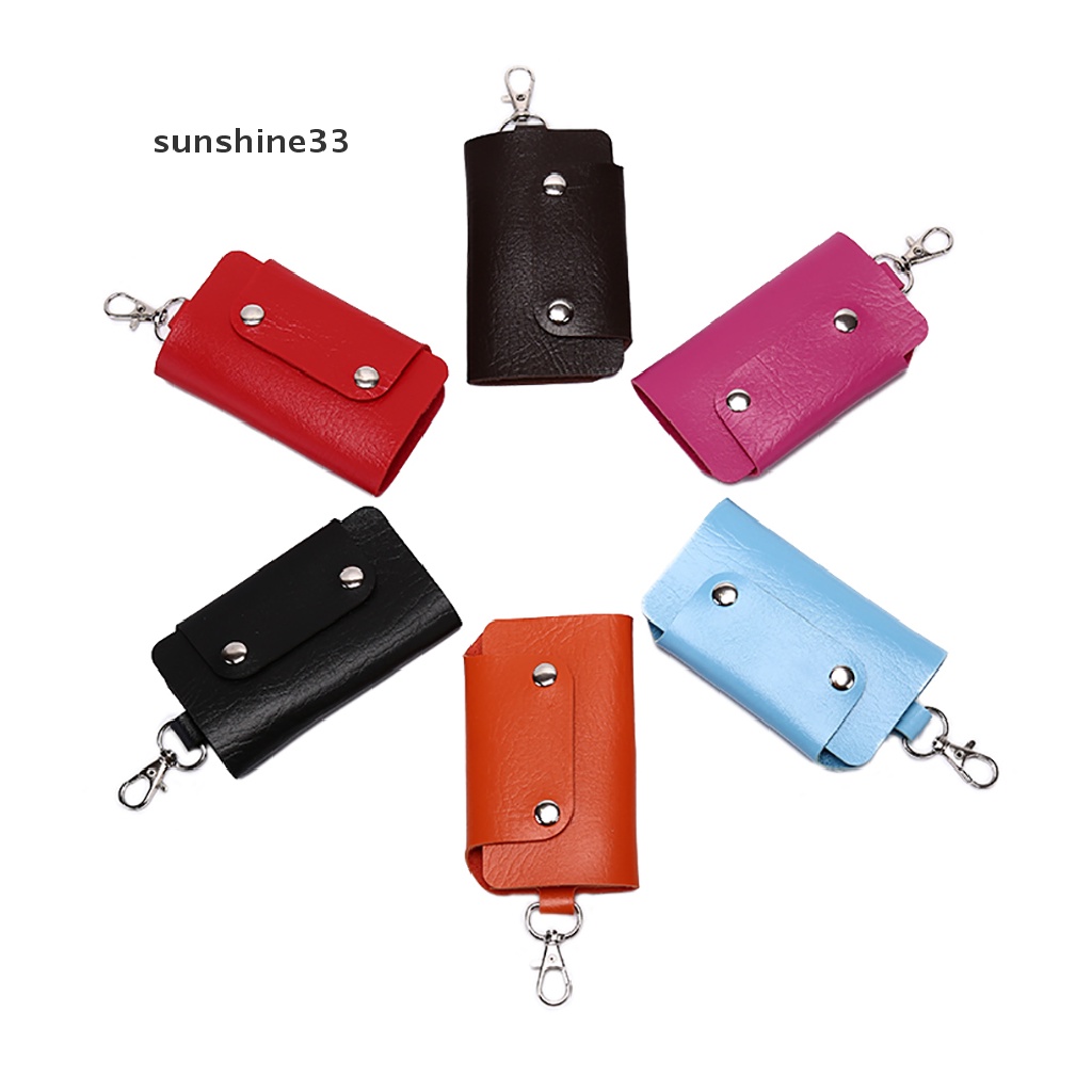 SU Women Men Leather Car KeyChain Card Holder Wallet Case key Organizer Bag keyring n