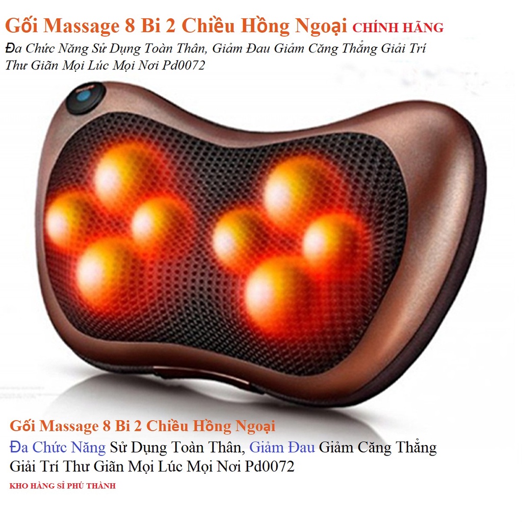 Gối Massage 8 Bi 2 Chiều Hồng Ngoại Đa Chức Năng Sử Dụng Toàn Thân, Giảm Đau Giảm Căng Thẳng Giải Trí Thư Giãn  PD0072