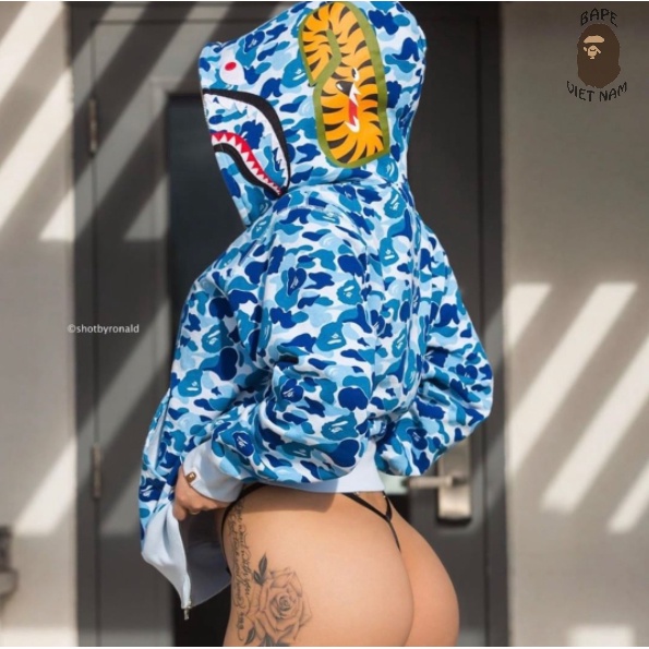 [Ảnh thật + FREESHIP] Jacket Bape Shark Camo fullzip , Áo khoác Hoodie Bape Cá Ngáo SS2020 3 màu Camo Green, Blue, Pink. | BigBuy360 - bigbuy360.vn