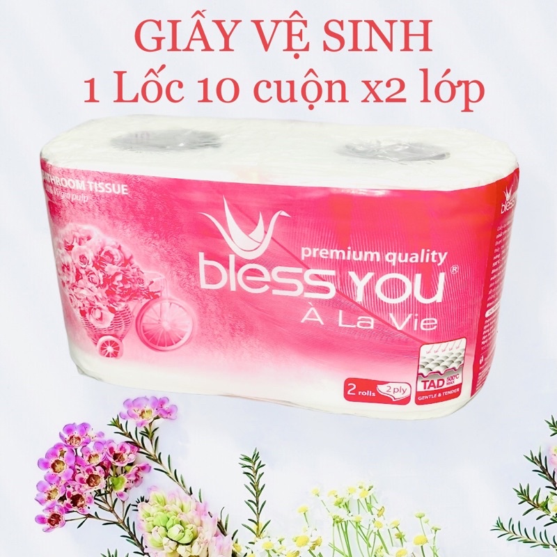 GIẤY VỆ SINH BLESS YOU GIẤY LỤA 2 LỚP 1 LỐC 10 CUỘN