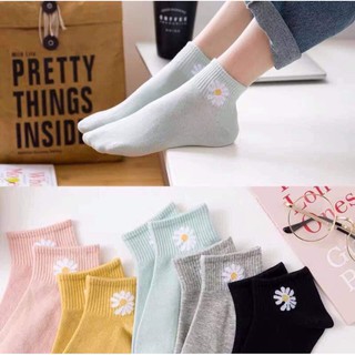 combo 10 đôi tất hoa cúc cotton xinh đẹp tặng kèm túi đựng