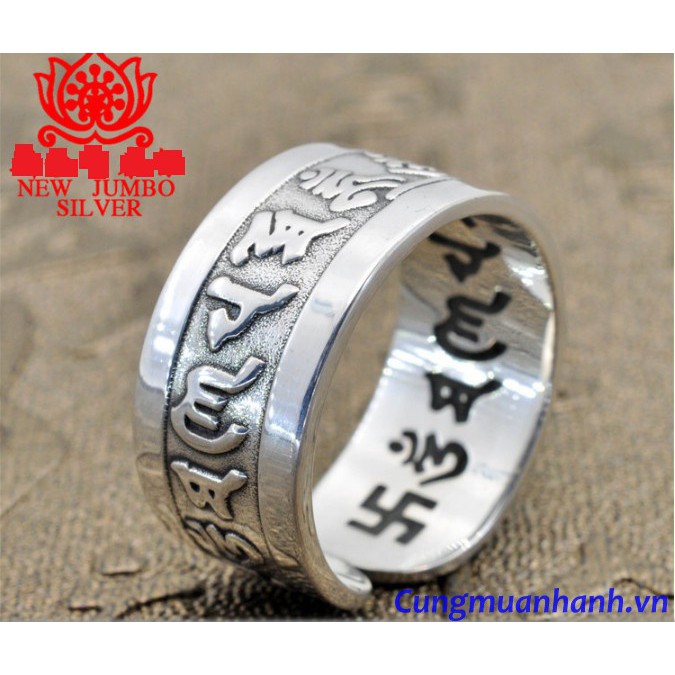 Nhẫn Khắc Thần Chú Om Mani Padme Hum Và Chữ Vạn - NH121