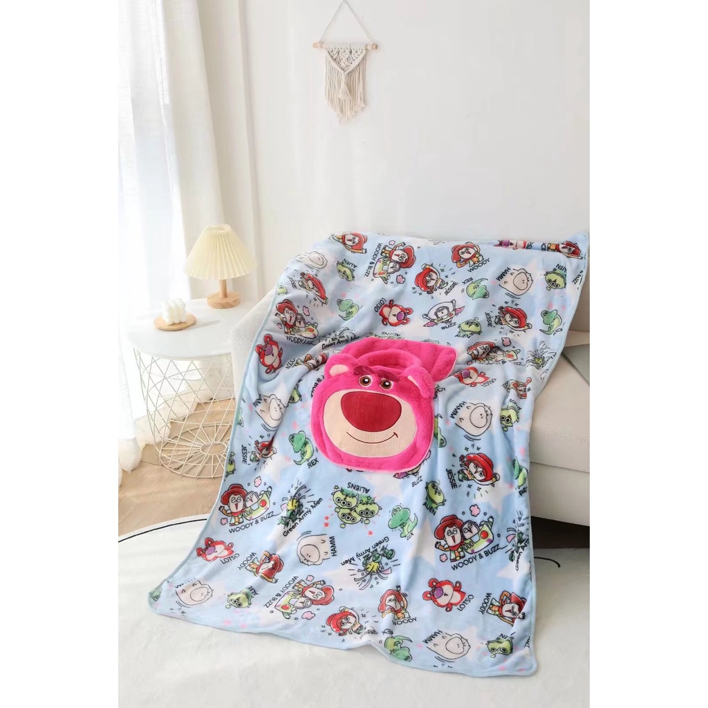 Chăn Lông Cừu San Hô Dày Dặn Họa Tiết Hoạt Hình Dễ Thương