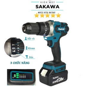 Máy khoan pin makita 3 chức năng không chổi than đầu  13mm