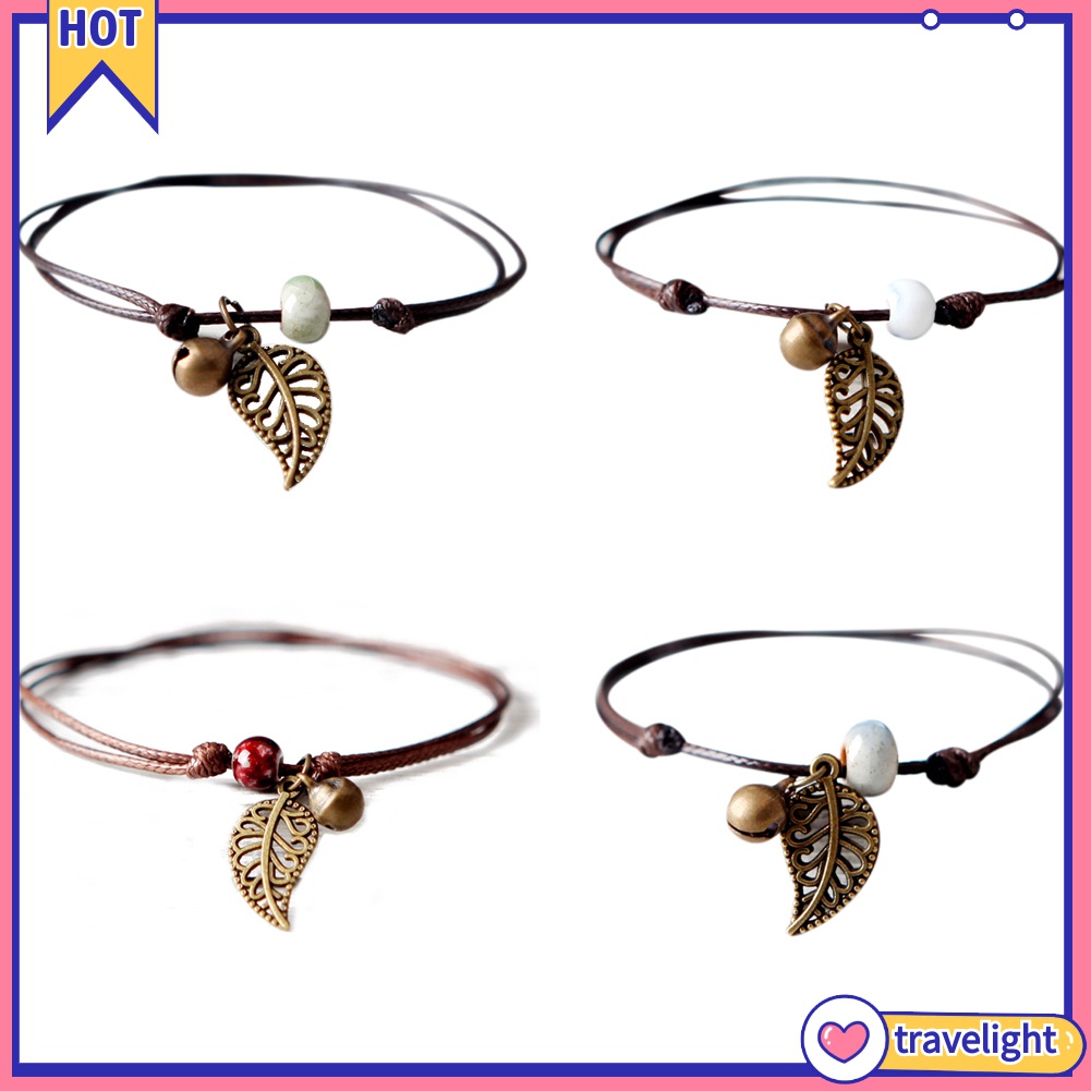 Vòng đeo tay mặt hình chiếc lá đính hạt gốm sứ kiểu dáng cổ điển