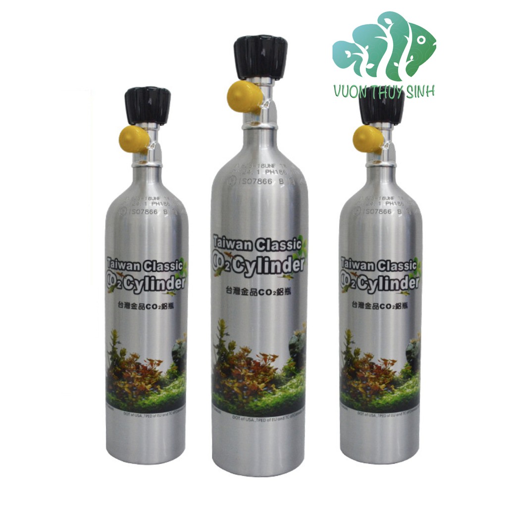 Bình CO2 nhôm TAIWAN 1L thiết kế an toàn gọn nhẹ tính thẩm mĩ cao