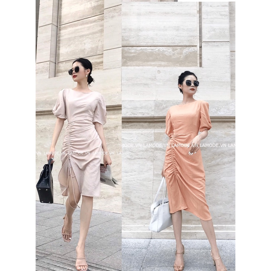 Đầm thiết kế tay xoắn rút dây siêu che bụng Risette DA1058
