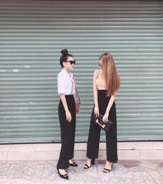 Quần suông ống rộng khoá hông cạp cao | BigBuy360 - bigbuy360.vn