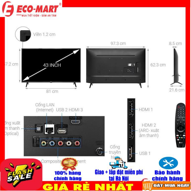 Tivi LG 43 inch UHD 4k Smart TV 43UM7300PTA  VẬN CHUYỂN VÀ LẮP ĐẶT MIỄN PHÍ KHU VỰC TP HÀ NỘI