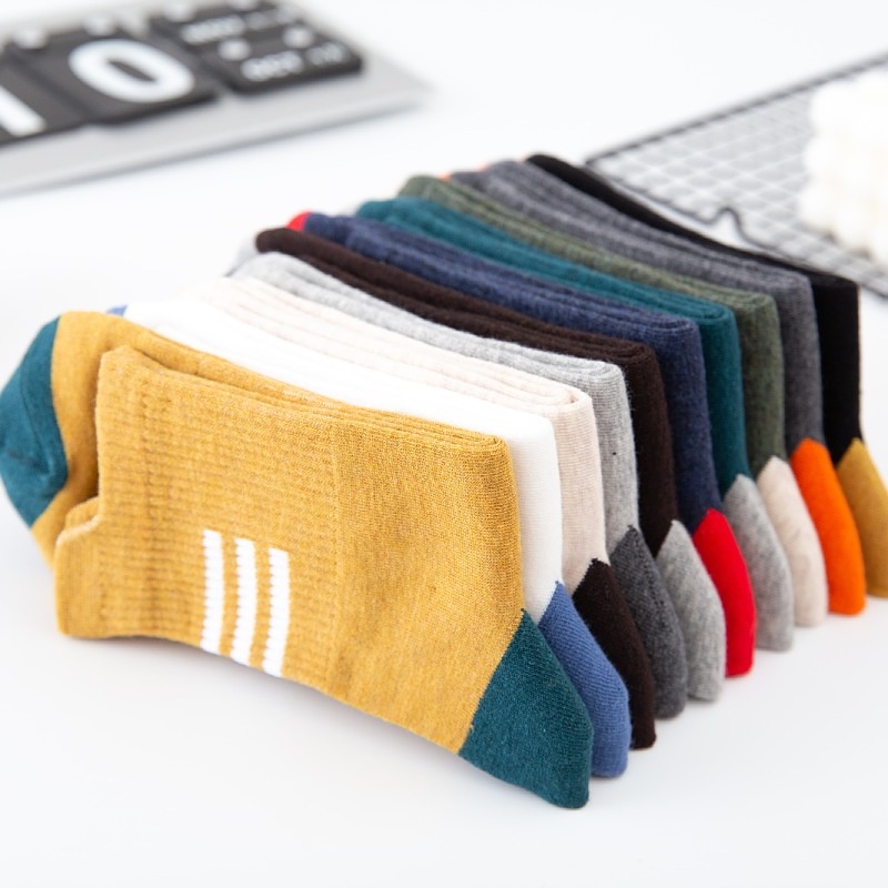 Set 10 Đôi Vớ Thể Thao Bằng Cotton Mềm Mại Thoáng Khí Nhiều Màu Sắc Dành Cho Nam
