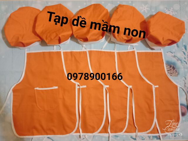 Set 6 bộ tạp dề và mũ đầu bếp cho bé mầm non