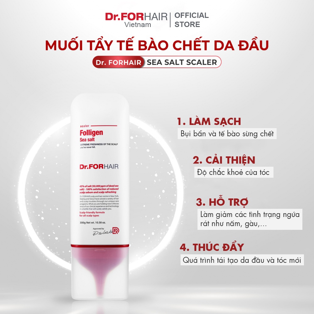 Muối tẩy tế bào chết, làm sạch da đầu Dr.FORHAIR Sea Salt Scaler 300g