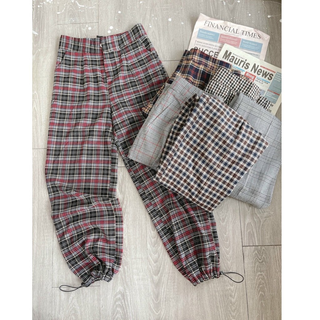 Quần Jogger nữ kẻ caro lai bo JBG14