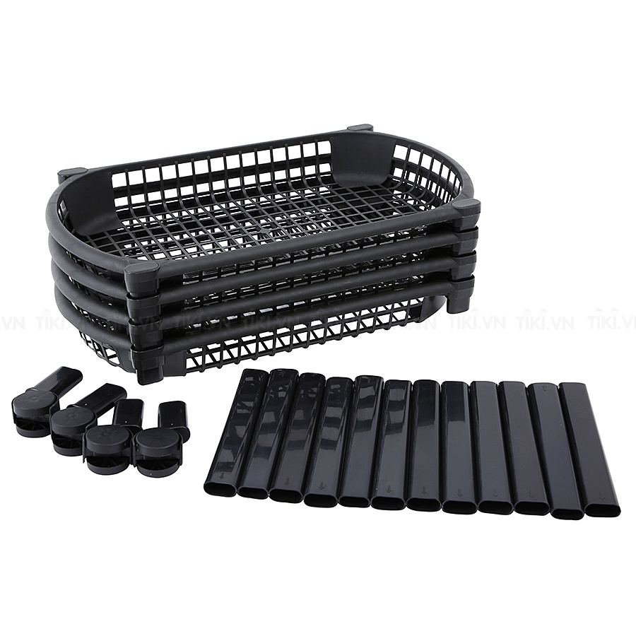 Kệ 4 tầng đa năng có bánh xe màu đen -5319