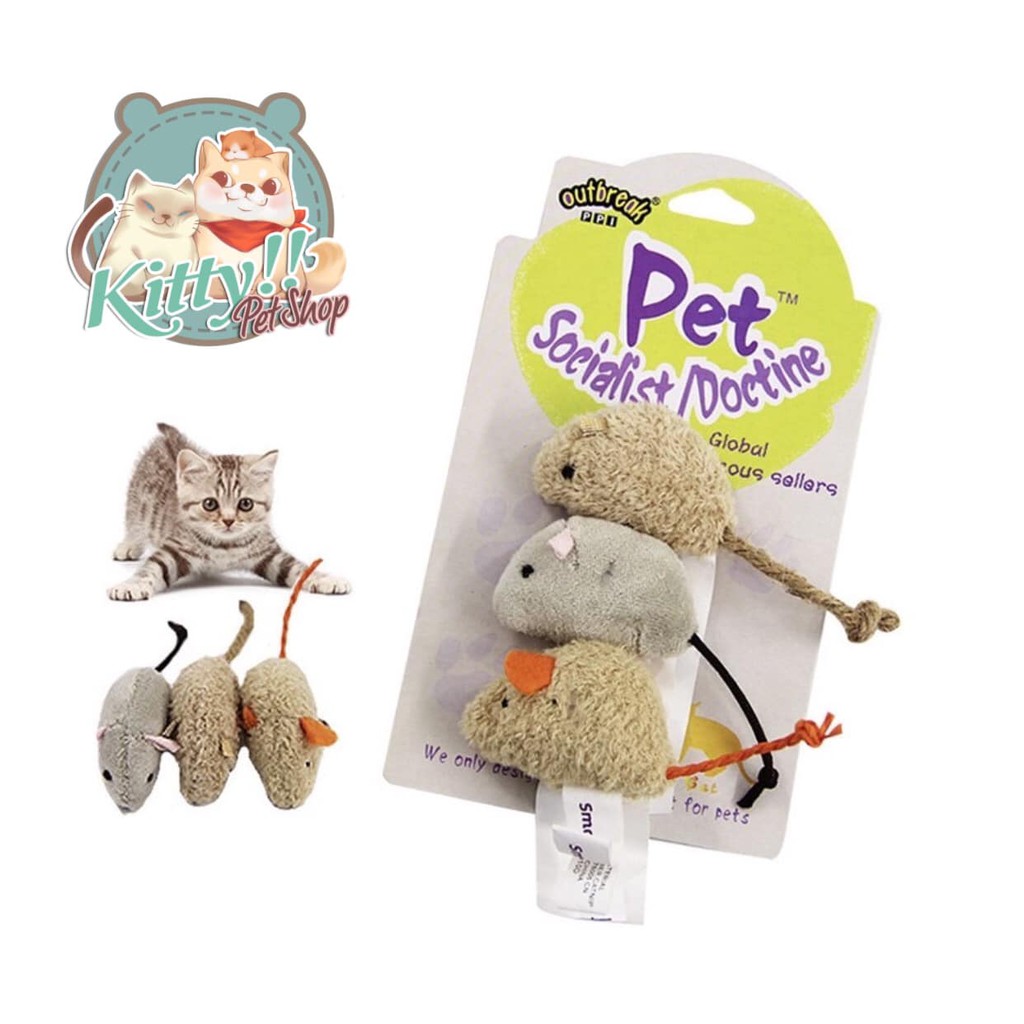 Đồ chơi thú cưng: 3 con chuột bông đồ chơi cho chó mèo - Kitty Pet Shop