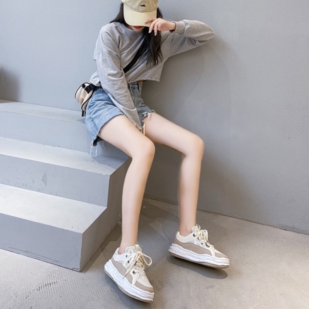 Giày Thể Thao Nữ Ulzzang Vintage, Giày Vải Cao Cấp Đế Độn 4cm Thắt Dây 2 Màu, Hàn Quốc Street Style - Iclassy_shoes