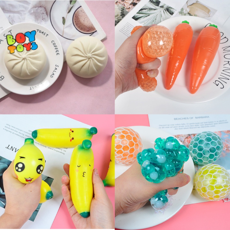 Đồ chơi mềm dẻo Squishy Mochi hoa quả dễ thương, xả stress giải tỏa căng thẳng