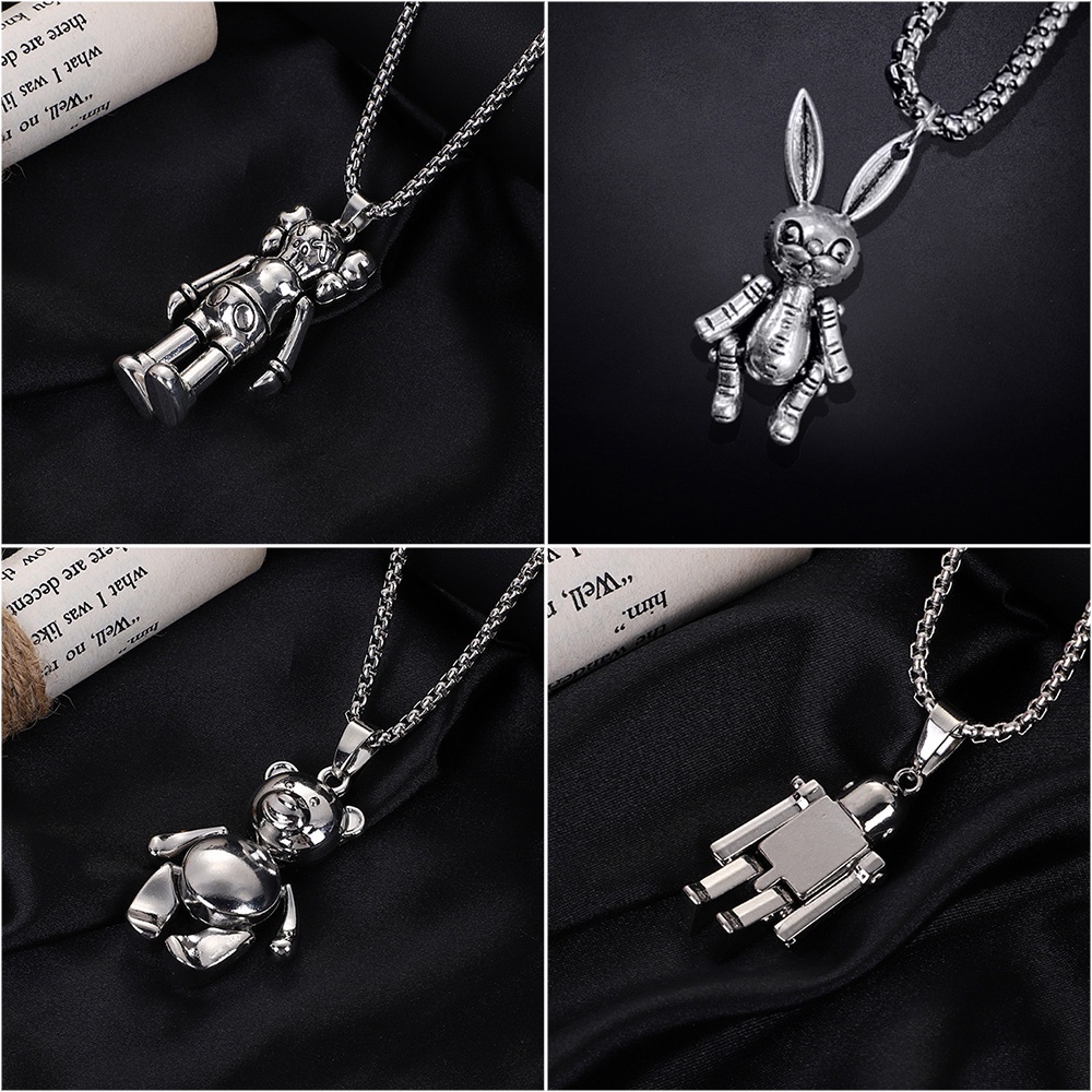 Dây chuyền hiphop - Vòng cổ hiphop mặt thép Titan Gấu bông, Kaws, Robot Androi, Thỏ