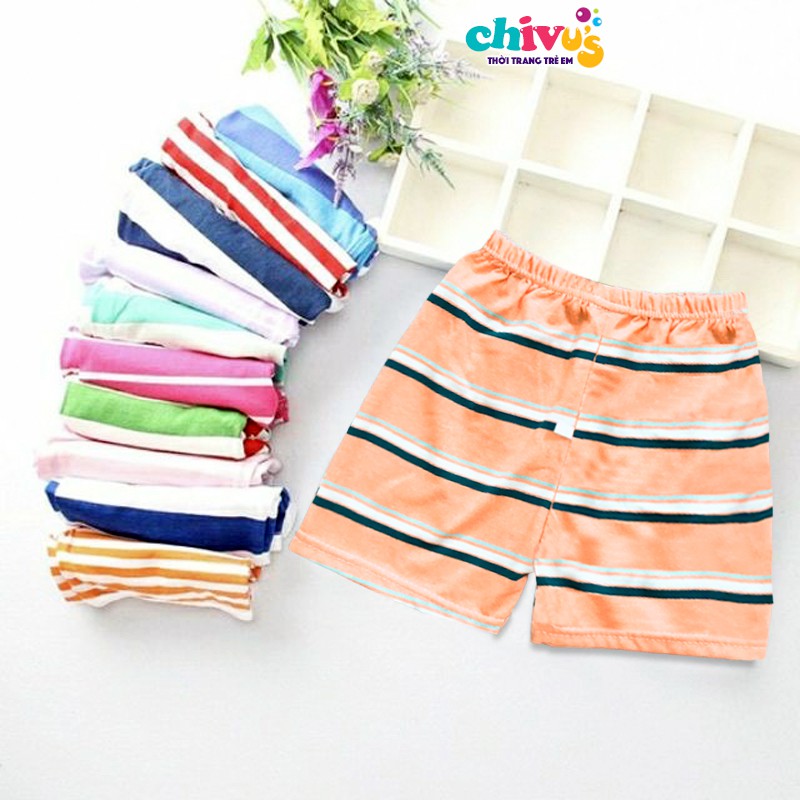 Quần Đùi Short Thun Mùa Hè Chất Cotton Hoạ Tiết Kẻ Cực Sành Điệu Cho Bé Từ 8-18kg