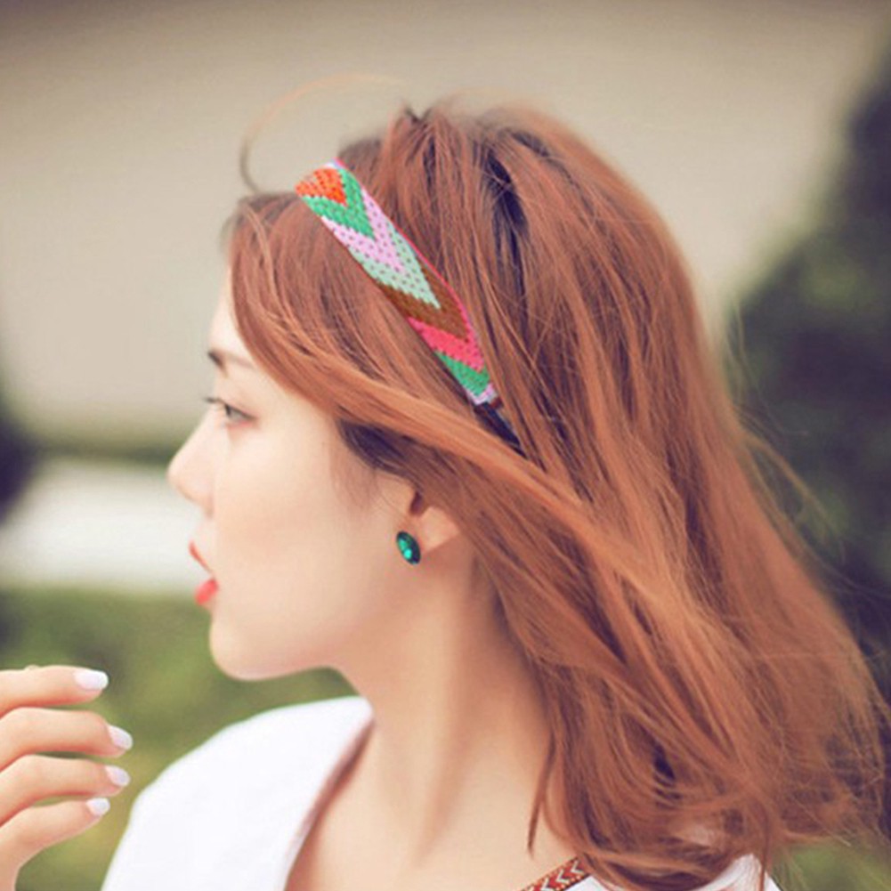 Băng Đô Bện Sợi Co Giãn Phong Cách Boho Dân Tộc N34