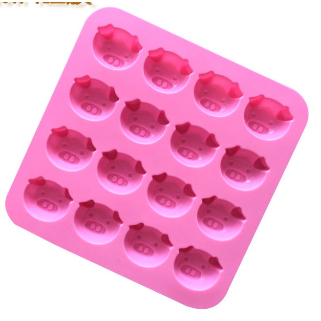 Khuôn khay silicone làm thạch dẻo, socola - 16 heo hồng