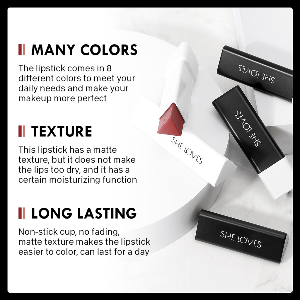 Son Lì Sheloves Thiết Kế Hình Tam Giác 8 Màu Tùy Chọn