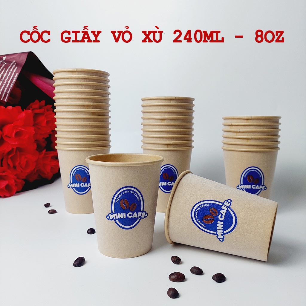50 chiếc cốc giấy 240ml - 8oz  mini cafe Ly giấy NHẬP KHẨU HÀN QUỐC