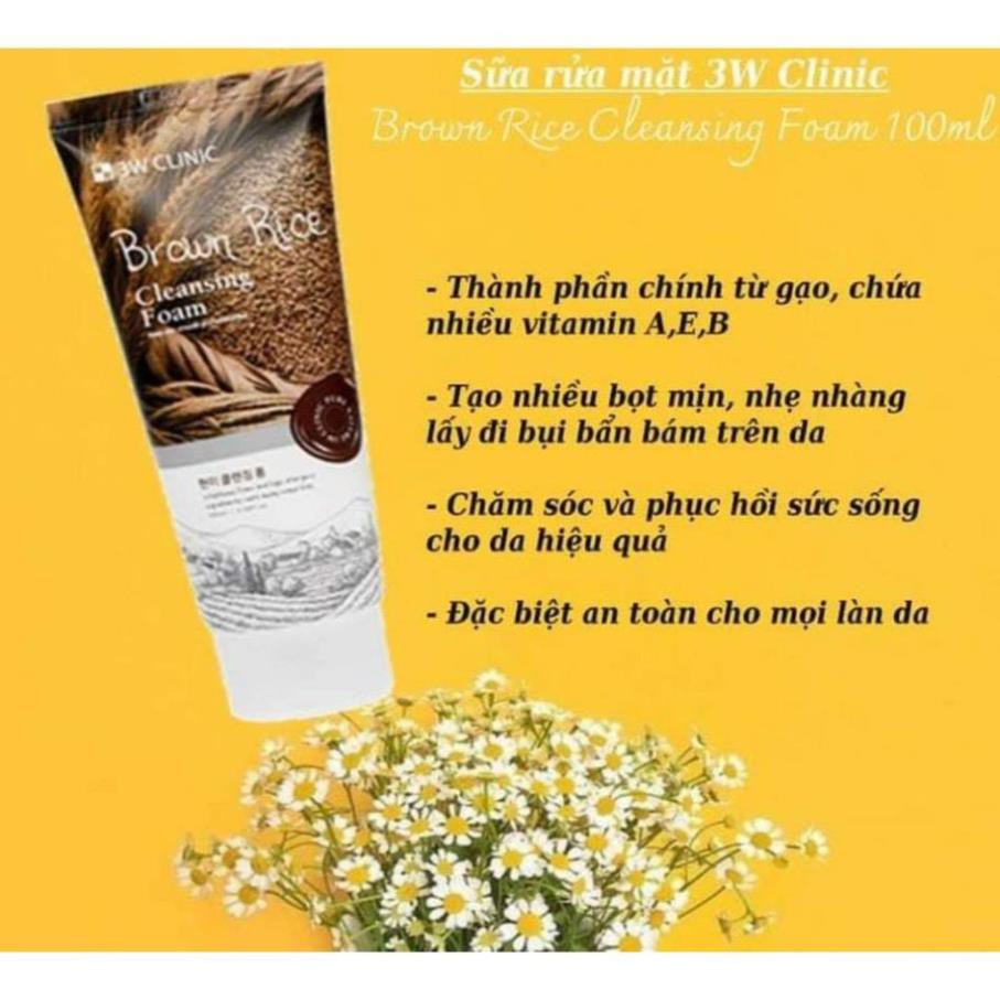 Sữa rửa mặt cám gạo 3w hàn quốc . ' ' `