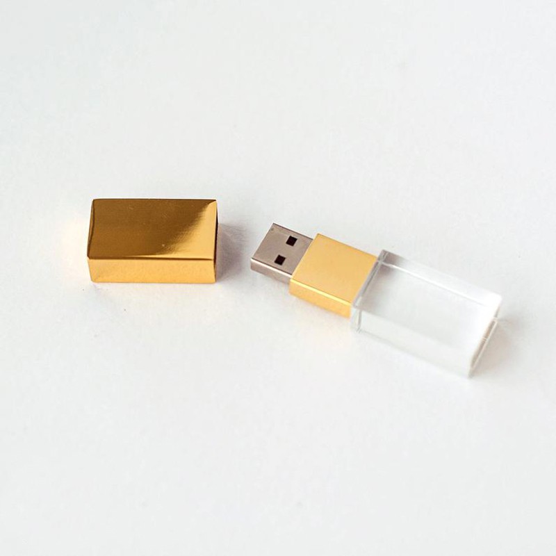USB Pha lê Thủy tinh đèn Led 32Gb nắp vàng