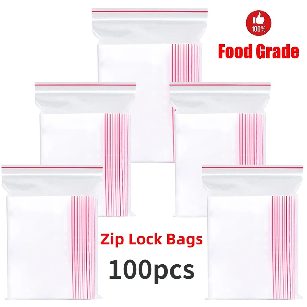 Set 100 Túi Zip Nhựa PE Trong Suốt Đựng Thực Phẩm