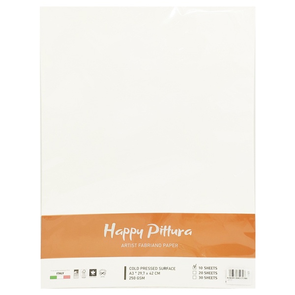 Bộ 10 Tờ Giấy Vẽ A3 250gsm - Happy Pittura HA250A3