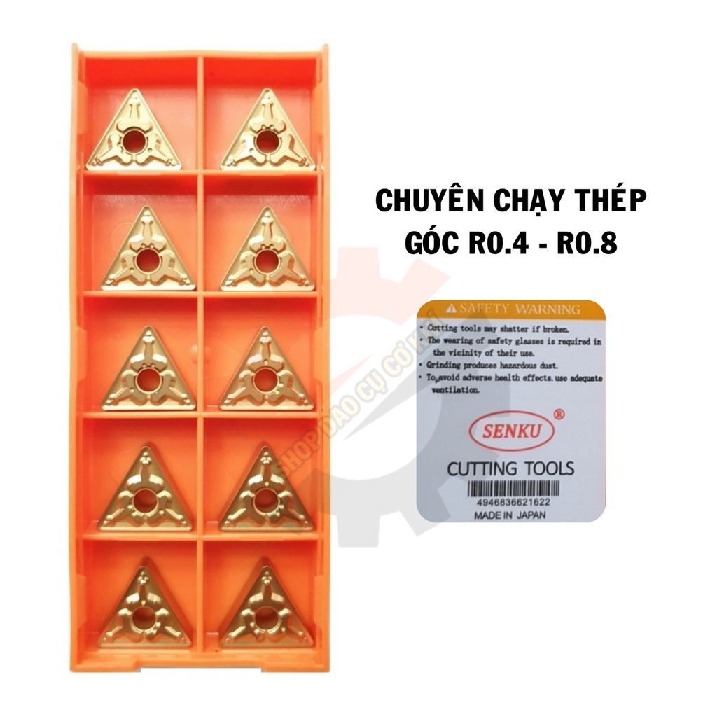 Mảnh chíp tiện TN16 góc R04 - R08 cao cấp Nhật Bản chạy gang, sắt thép, inox, nhôm gỗ nhựa, tinh bóng