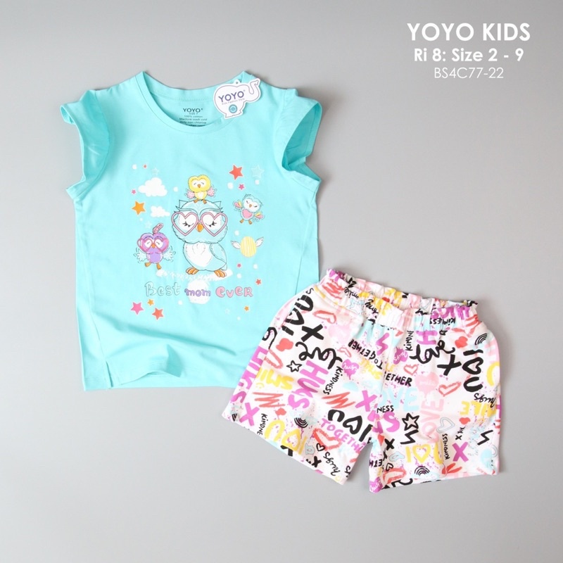 Bộ short thun YoYo cho bé gái.